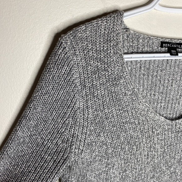 J Crew Factory Textured cotton V-neck pullover sweater in light grey size XXS - Picture 6 of 12